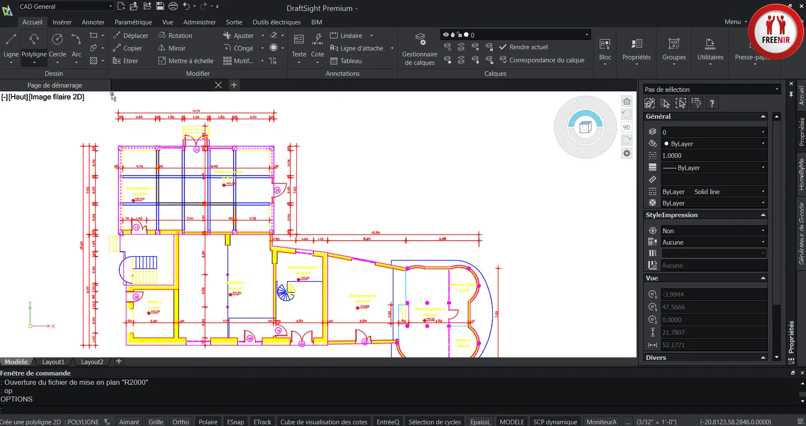 Plan de niveau réalisé sur DraftSight, Freenir Paris